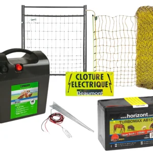 Kit de clôture électrifiée pour poules sur pile - Kit complet 50 mètres avec portillon