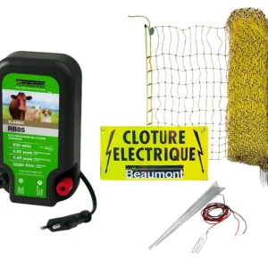 Kit de clôture électrifié pour poules sur secteur - Kit complet 50 mètres avec portillon