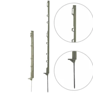 Piquets plastique nature - 10 piquets 7 isolateurs 1,05 m